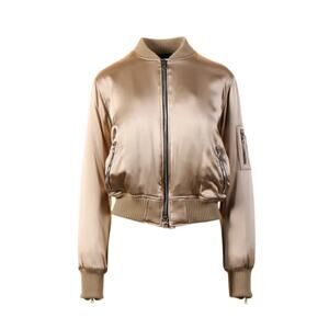 Amiri Silk Bomber Jacket Desert NWT 100% Silk Zip Front Made USA Womens XS
